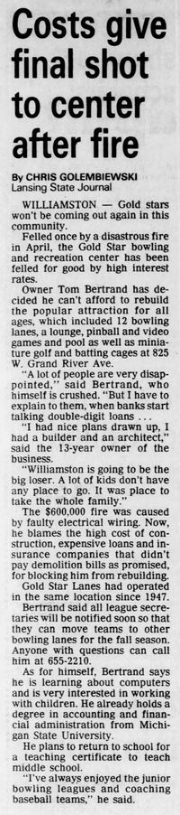 Gold Star Lanes - Jul 29 1994 Too Expensive To Rebuild (newer photo)